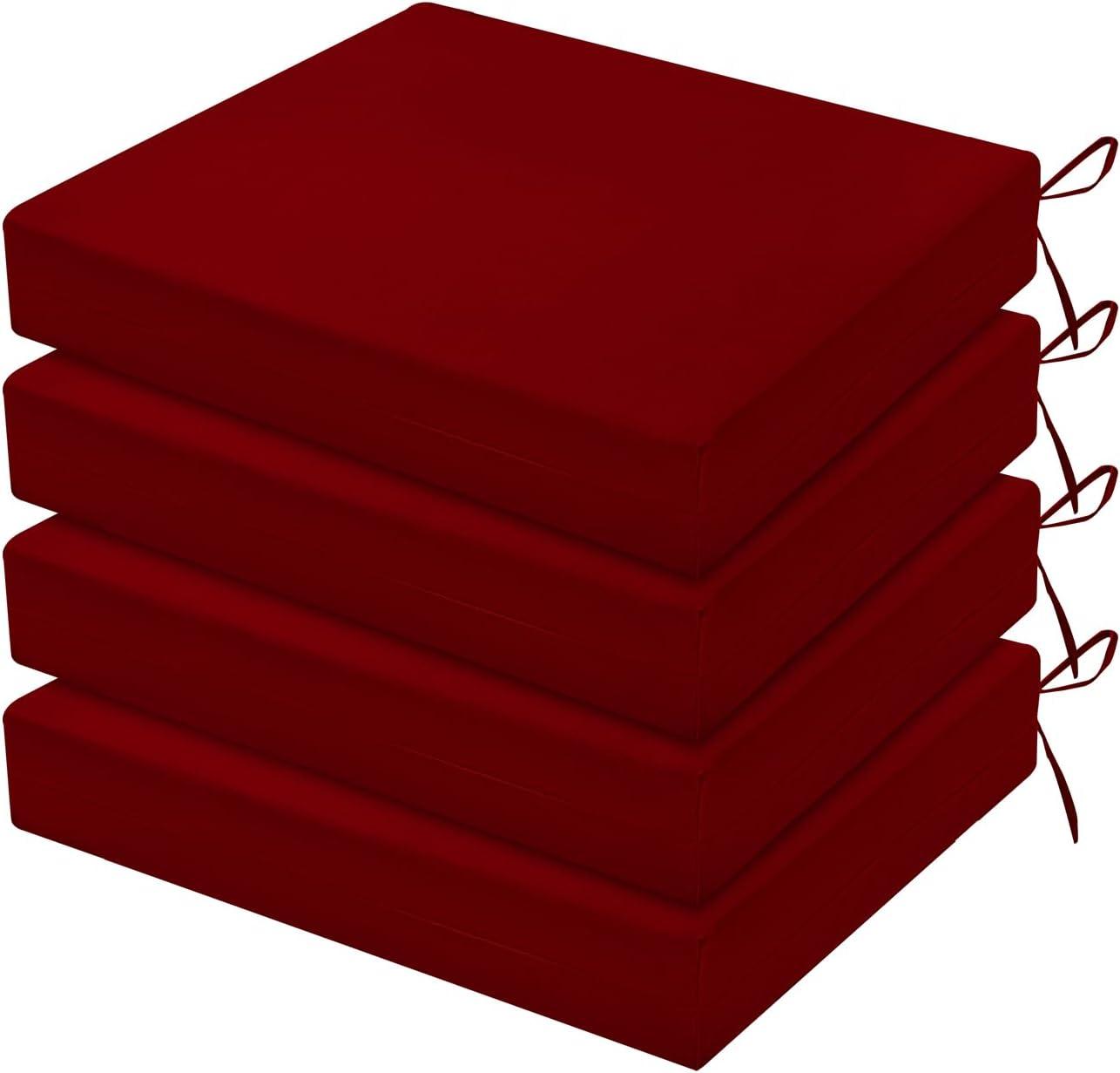 LOVTEX Outdoor Chair Cushions Set of 4, Waterproof Patio Chair Cushions with Ties, 18.5 x 16 x 3 inch, Khaki