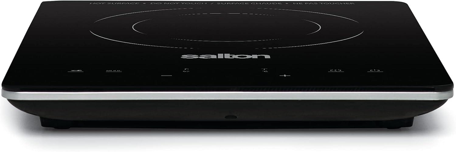 Salton Portable Induction Cooktop Cool Touch LED Display Cooker with 8 Temperature Settings for Precise Control, Energy Efficient Green Cooking with