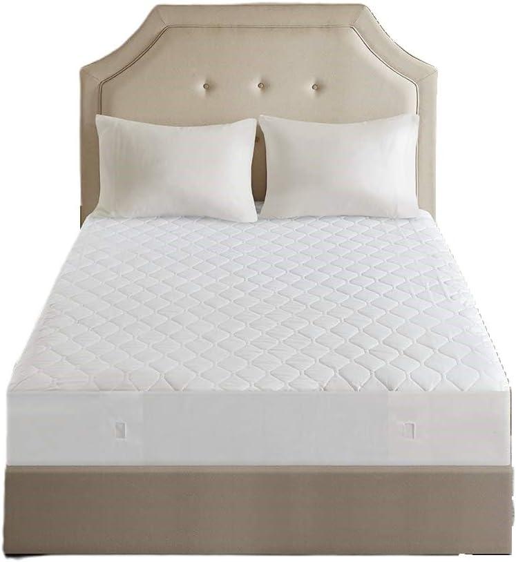 Cotton Blend Heated Mattress Pad (Queen) White - Beautyrest: 5 Heat Settings, Machine Washable, Fits 18" Mattress