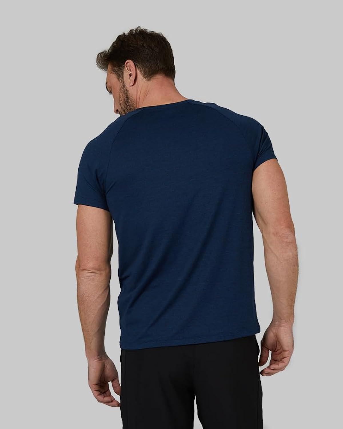 Men's XL Navy Space Dye Quick Dry Running T-Shirt