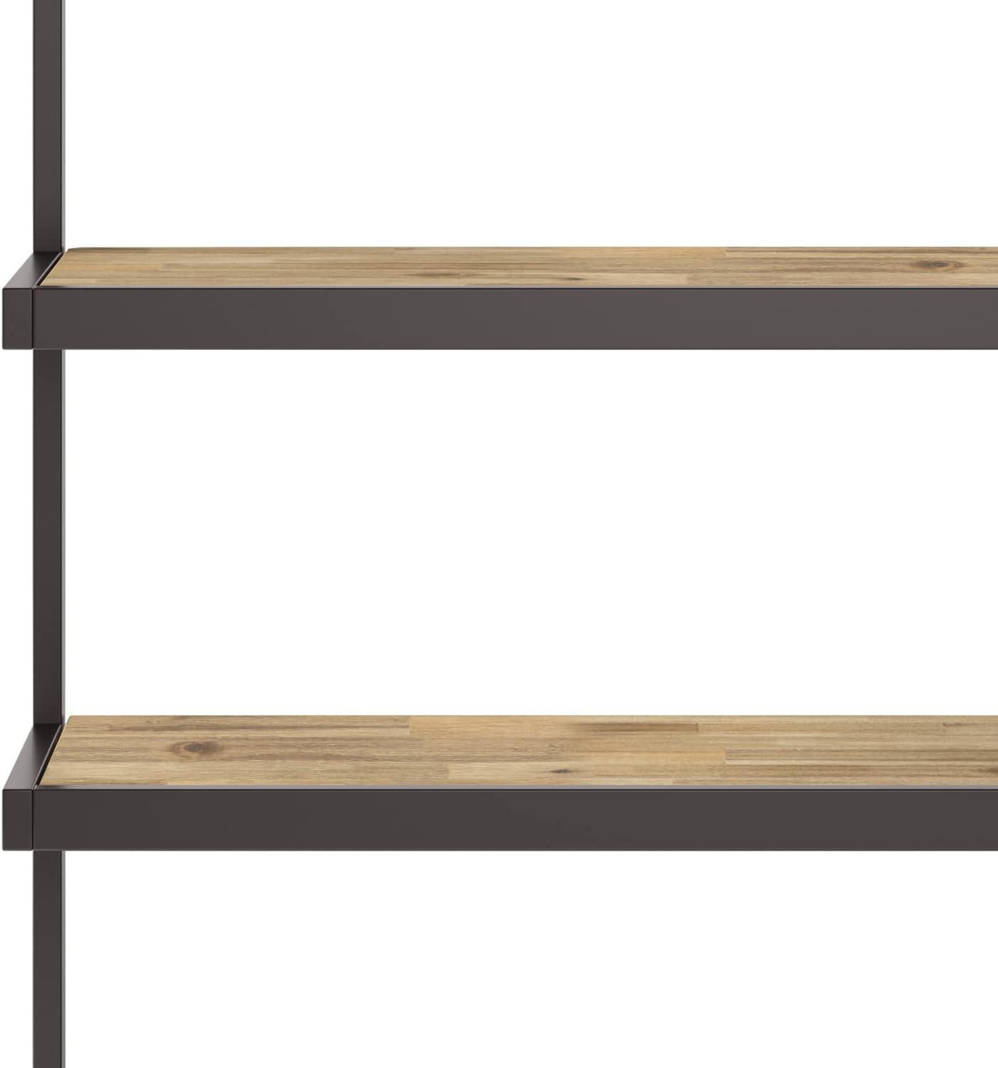 Distressed Golden Wheat Acacia Wood and Metal Bookcase