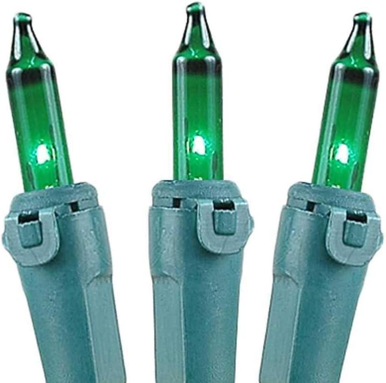 Novelty Lights Green 50 Light Incandescent Mini Christmas String Lights Green Wire 11 Feet