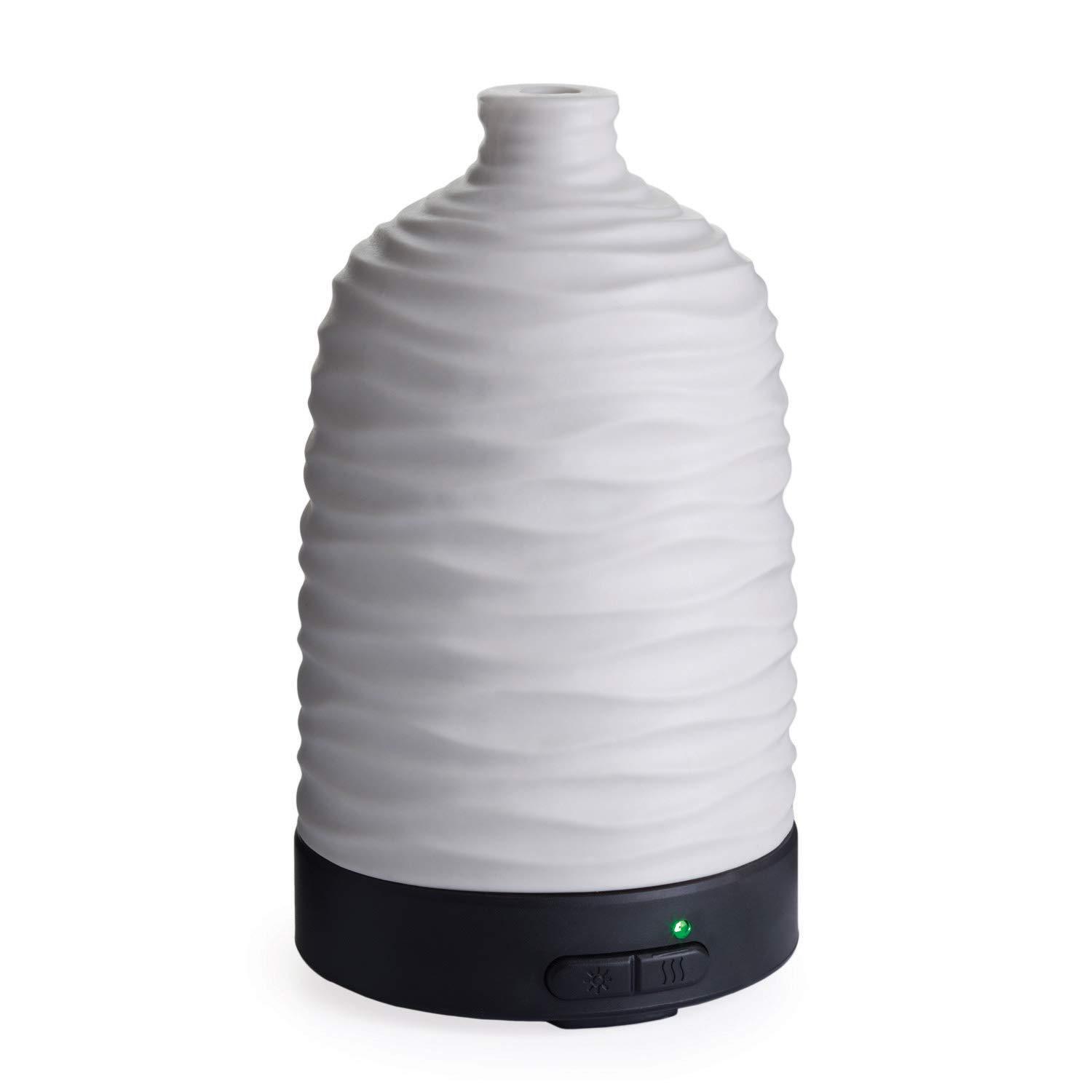 Harmony White Ceramic Ultrasonic Essential Oil Diffuser with LED Lights