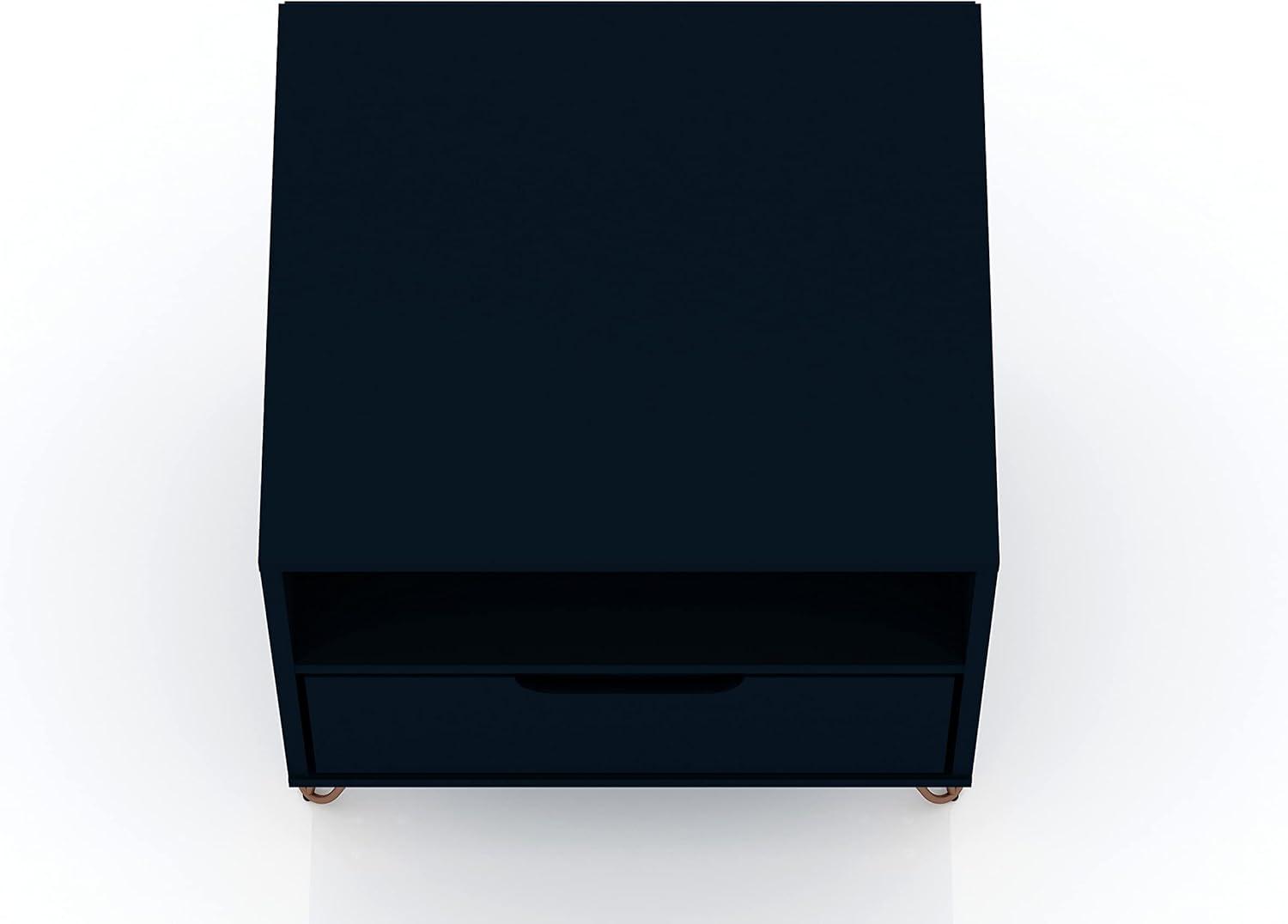Set of 2 Rockefeller 1 Drawer Nightstands Tatiana Midnight Blue - Manhattan Comfort