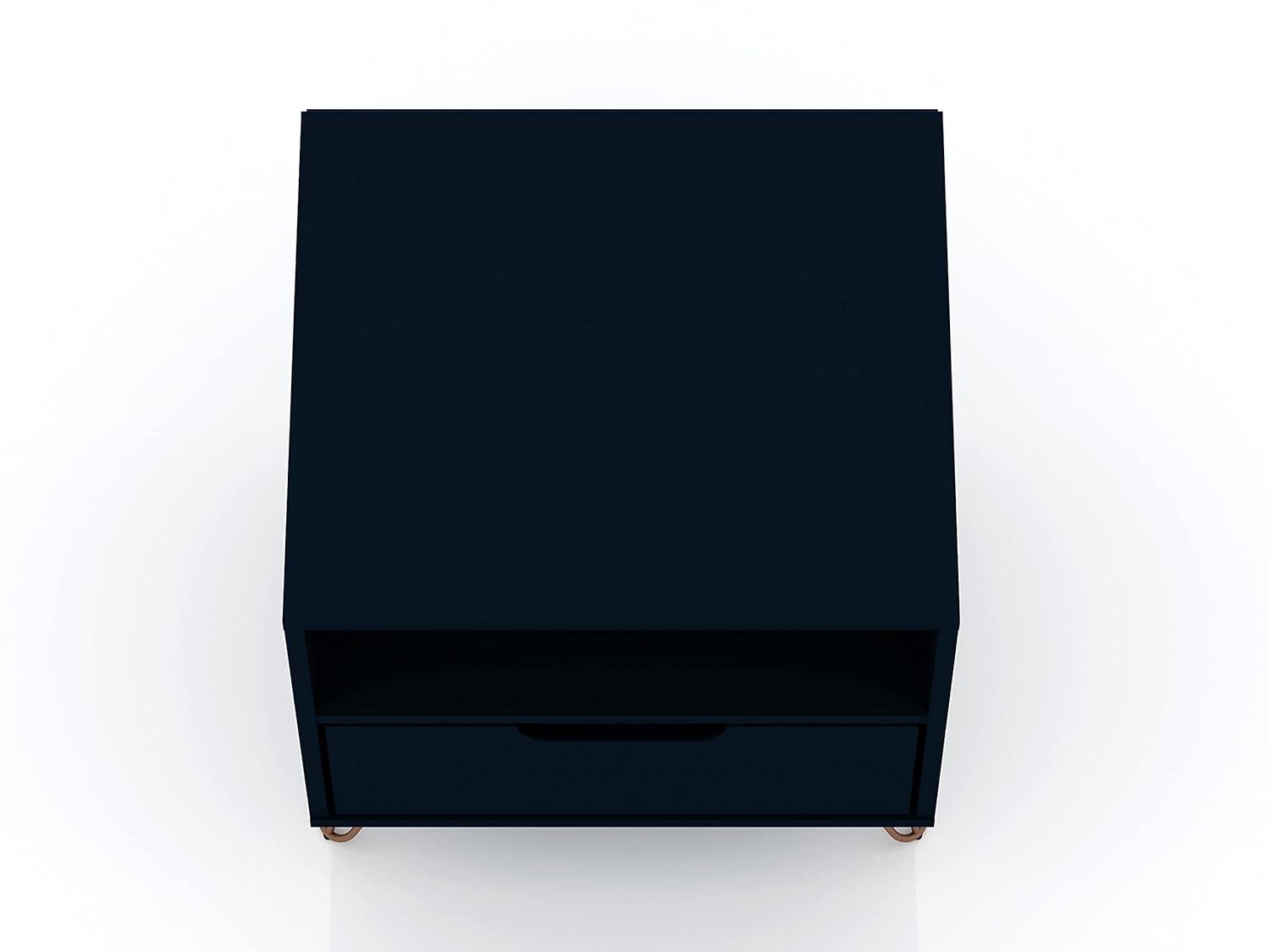 Set of 2 Rockefeller 1 Drawer Nightstands Tatiana Midnight Blue - Manhattan Comfort