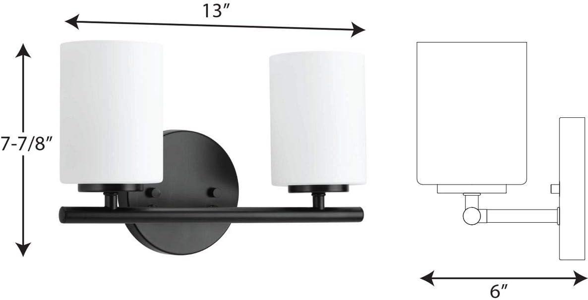 Progress Lighting Replay 2-Light Bath Vanity, Porcelain, Textured Black, Shade Included