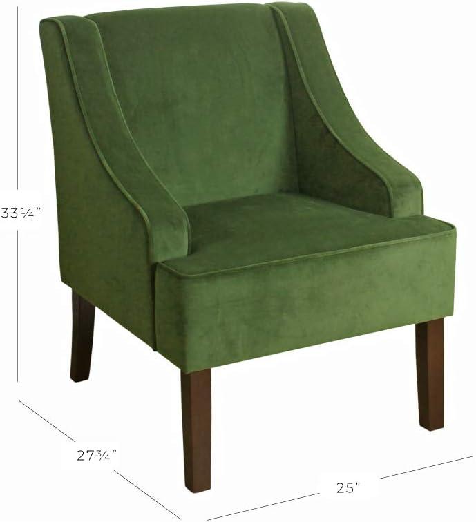 Velvet Swoop Armchair Forest Green - HomePop: Elegant Side Arms, Wood Legs, 250lb Capacity