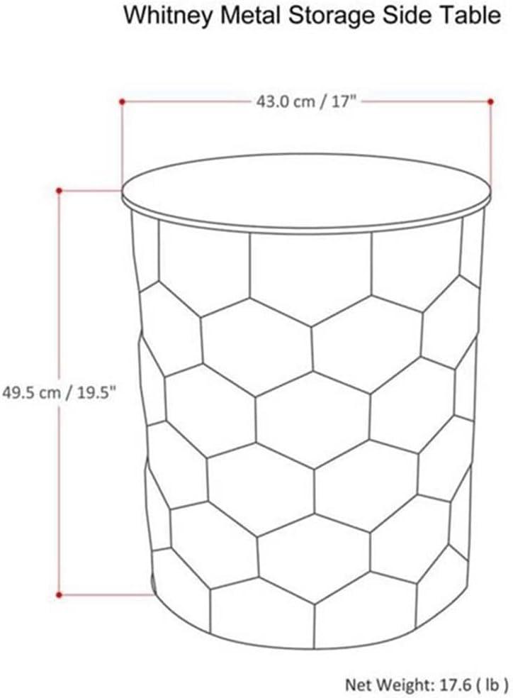 Simpli Home Whitney 17"W Metal Industrial End Table with Storage and Honeycomb Design, Assembled