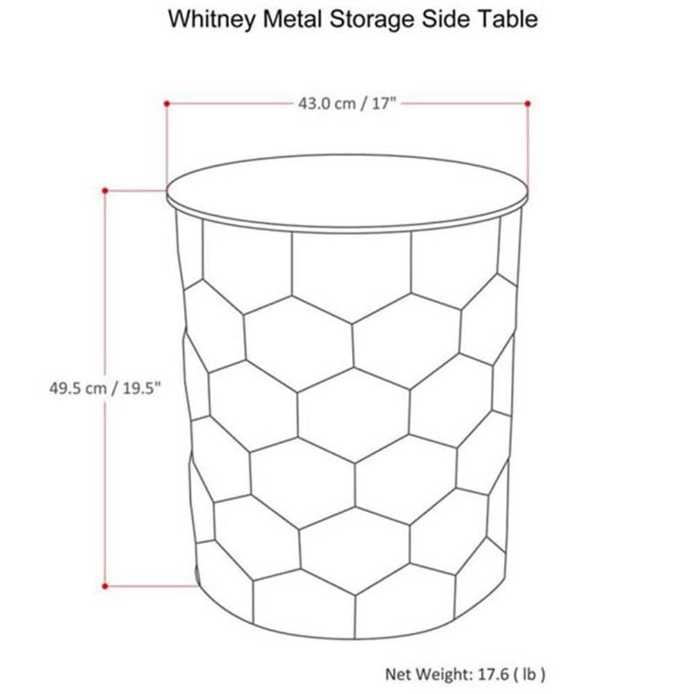 Simpli Home Whitney 17"W Metal Industrial End Table with Storage and Honeycomb Design, Assembled