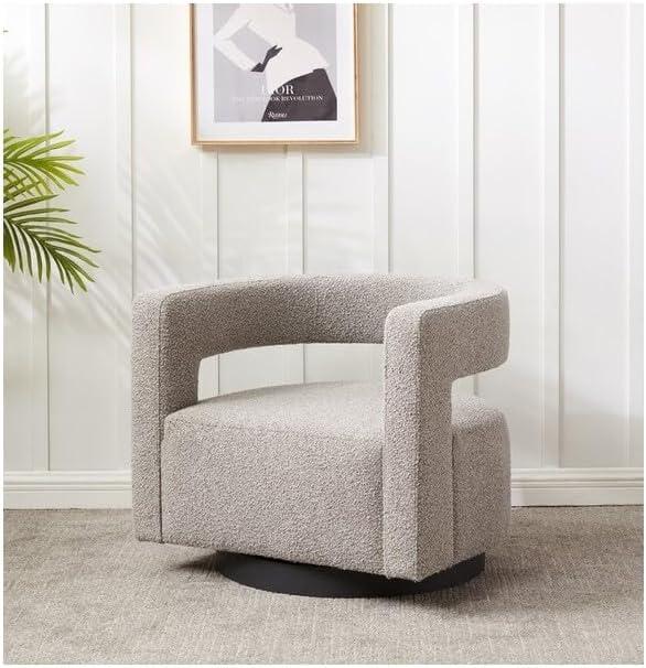 Edgar Velvet Swivel Chair - SFV4764 - Light Grey/Black - Safavieh Couture