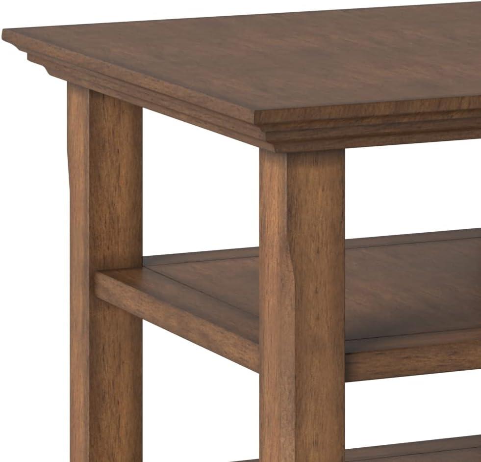 Simpli Home Acadian Solid Wood Transitional Table with Open Shelves