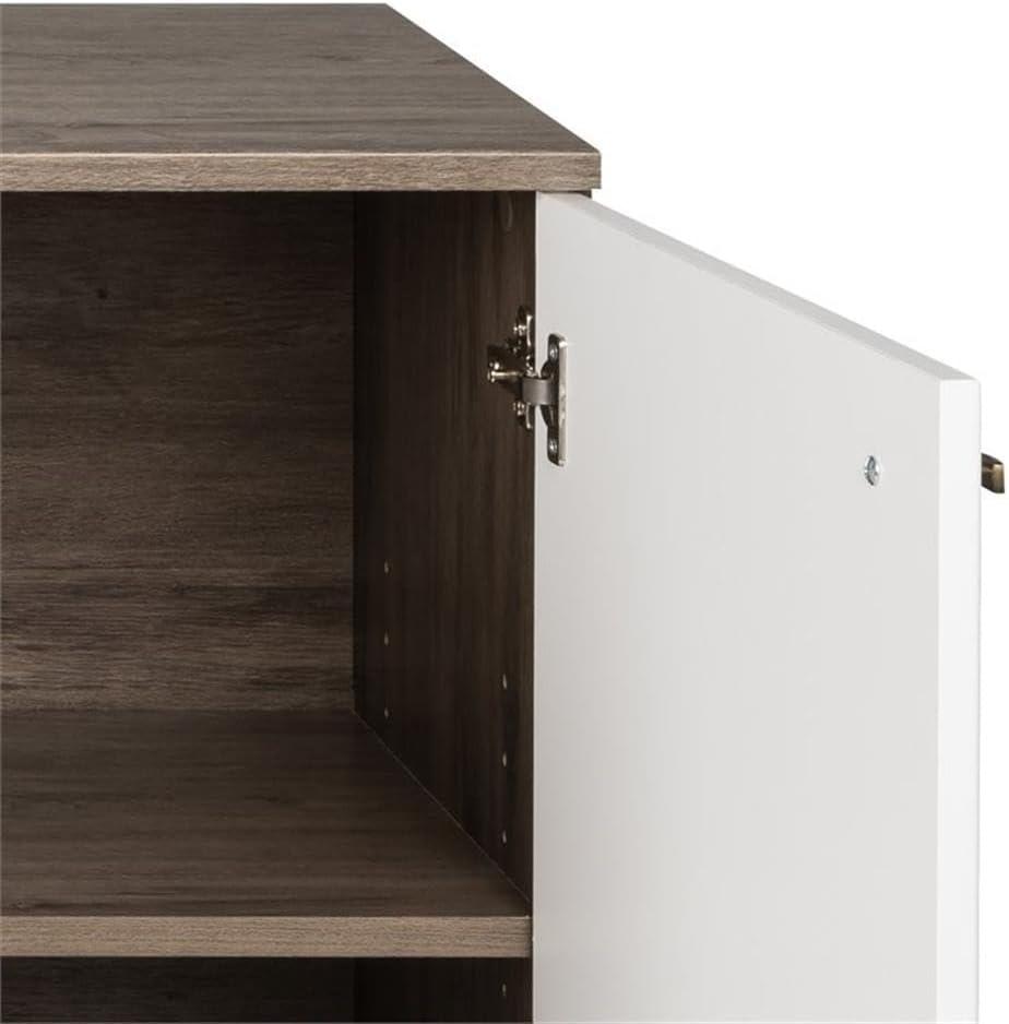 Milo Mid-Century Modern 4 Door Buffet Server Gray/White - Prepac: Laminated Composite Wood, Adjustable Shelves
