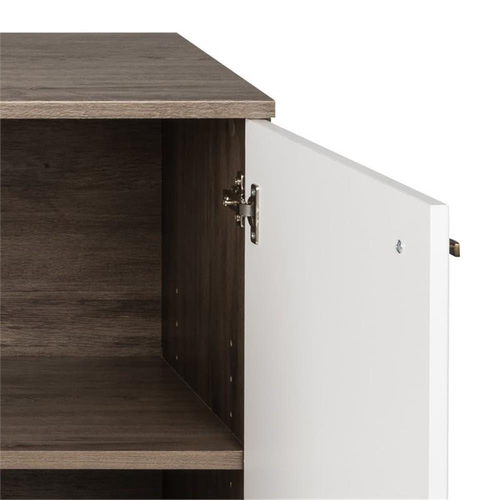 Milo Mid-Century Modern 4 Door Buffet Server Gray/White - Prepac: Laminated Composite Wood, Adjustable Shelves
