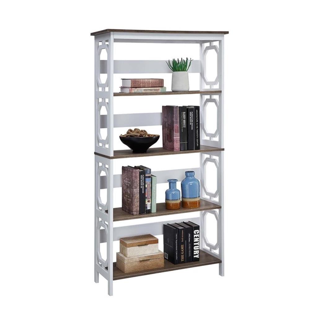 Convenience Concepts Omega 5 Tier Bookcase, Driftwood Shelves/White