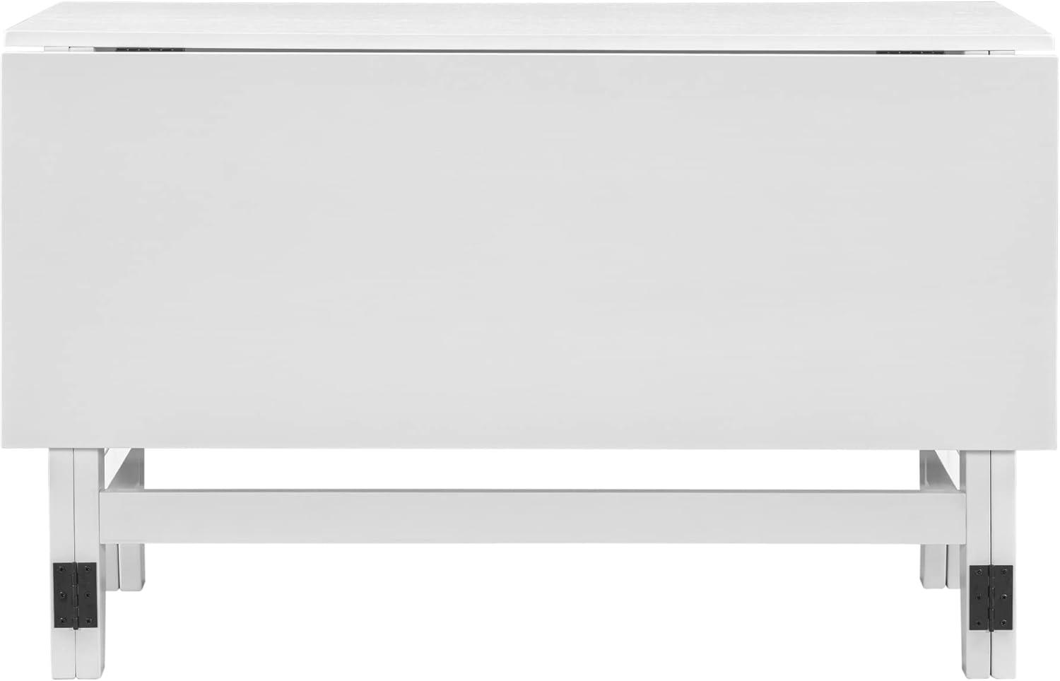 Farmhouse Drop Leaf Folding Dining Table, Space Saving Solid Wood Extendable Dining Room Table for 4 Person from 18" to 36", White