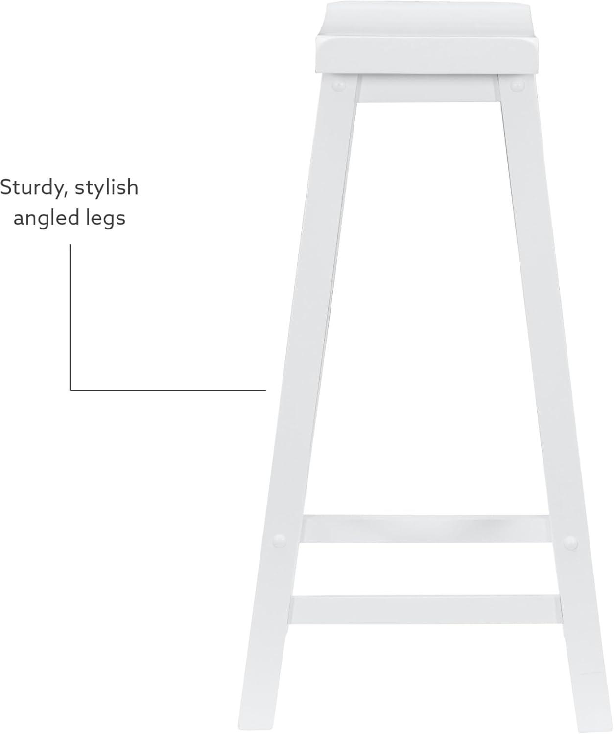 Linon Beamon 29" Sturdy Wood Backless Saddle Seat Counter Stool in Pure White