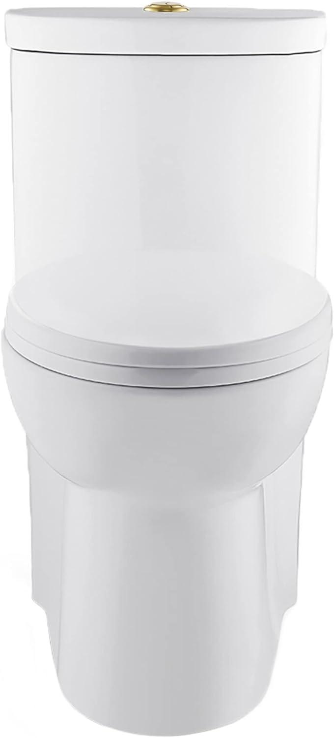 Swiss Madison Besanxcon Glossy White Elongated Standard height 12-in Rough-In 1.6 GPF Touchless Smart Compatible Slow Close Feature 1-piece Toilet