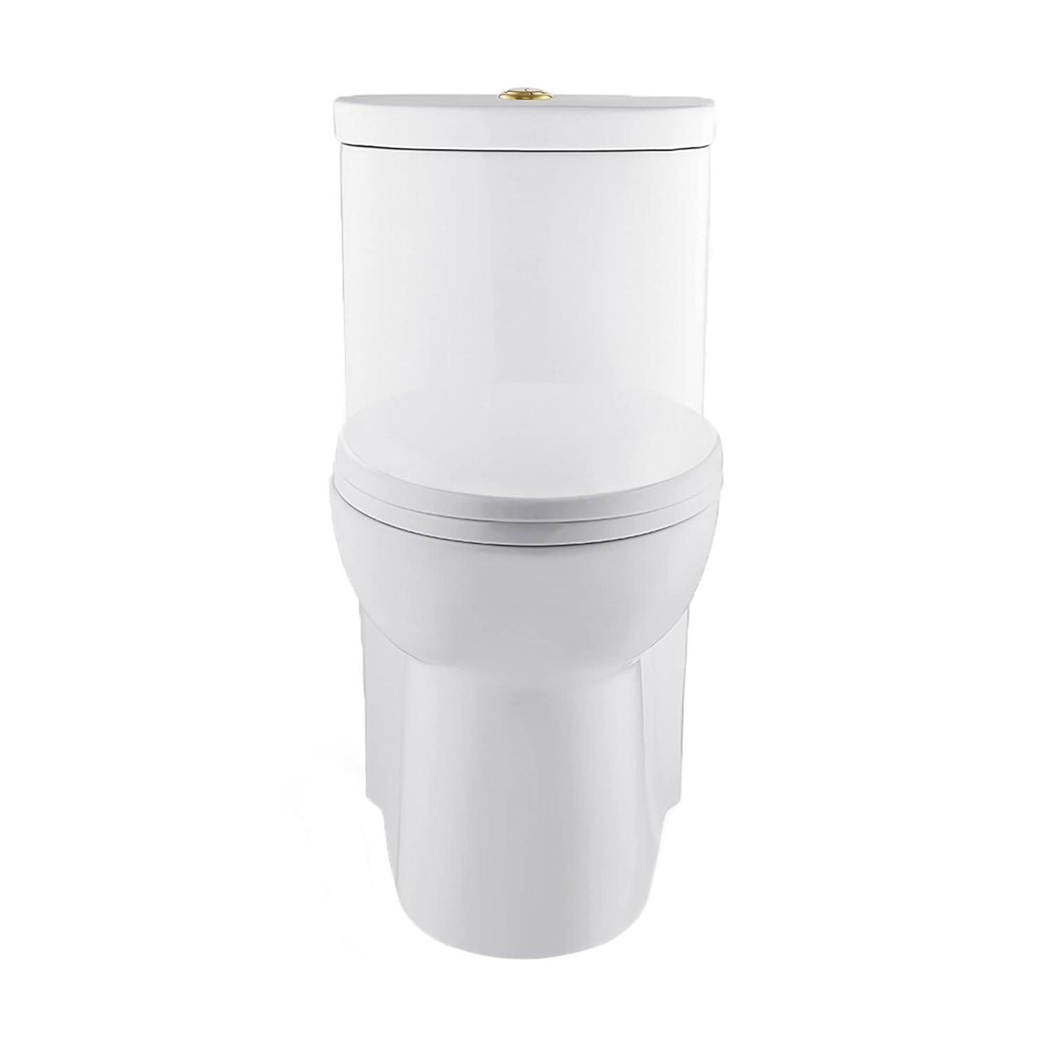 Swiss Madison Besanxcon Glossy White Elongated Standard height 12-in Rough-In 1.6 GPF Touchless Smart Compatible Slow Close Feature 1-piece Toilet