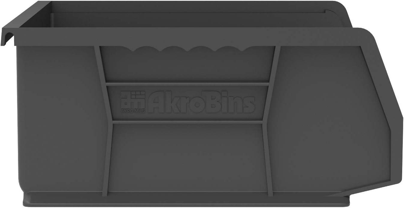 Black Plastic Stackable Storage Bin with Divider Slots