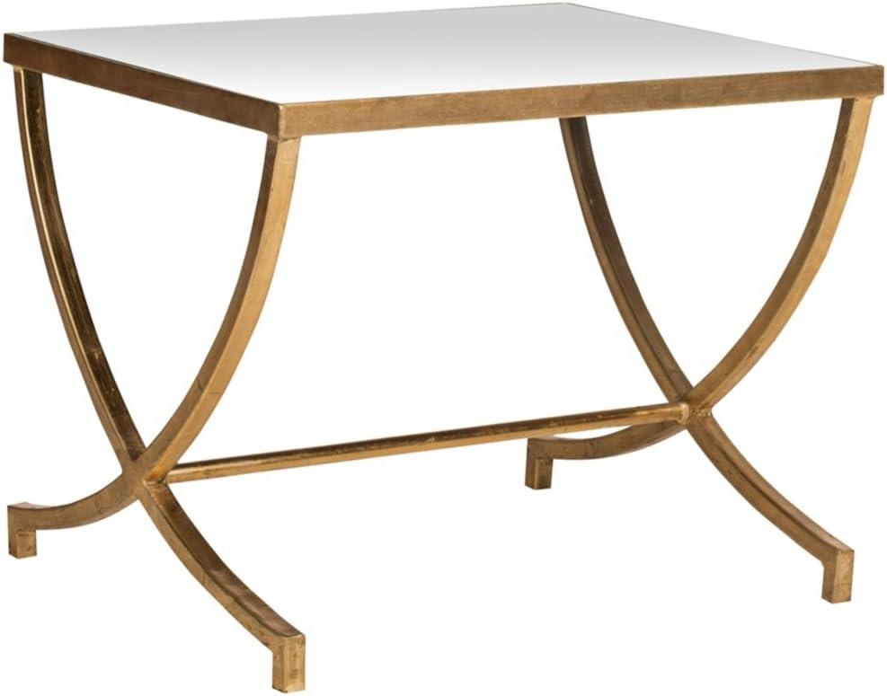 Elegant Gold Leaf Mirrored Rectangular Accent Table