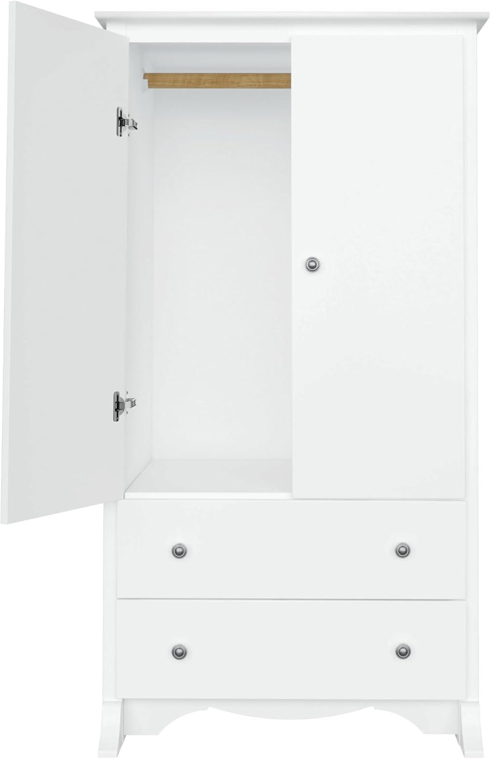 Prepac Monterey Armoire White: Transitional Style, Wood Composite, 2-Door Wardrobe for Hanging Clothes