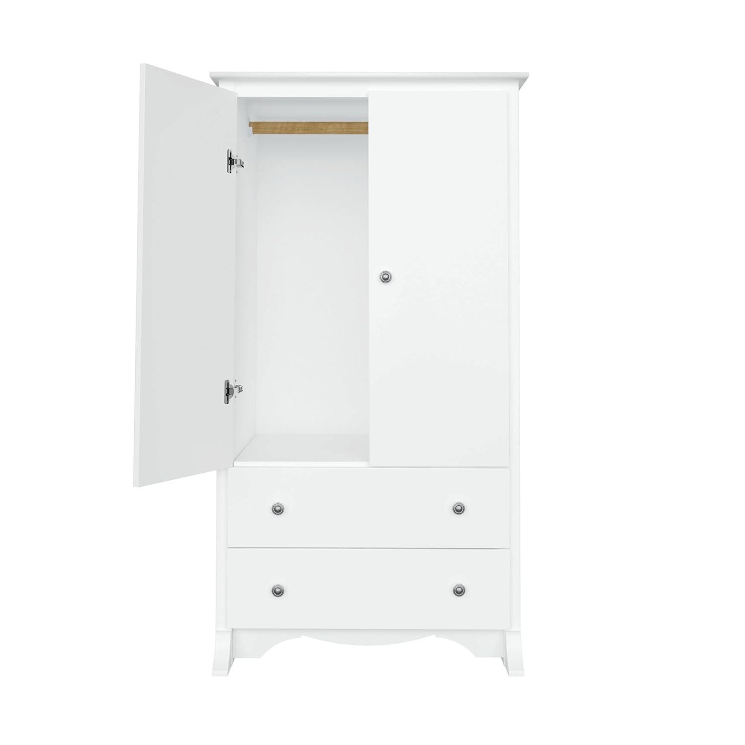 Prepac Monterey Armoire White: Transitional Style, Wood Composite, 2-Door Wardrobe for Hanging Clothes