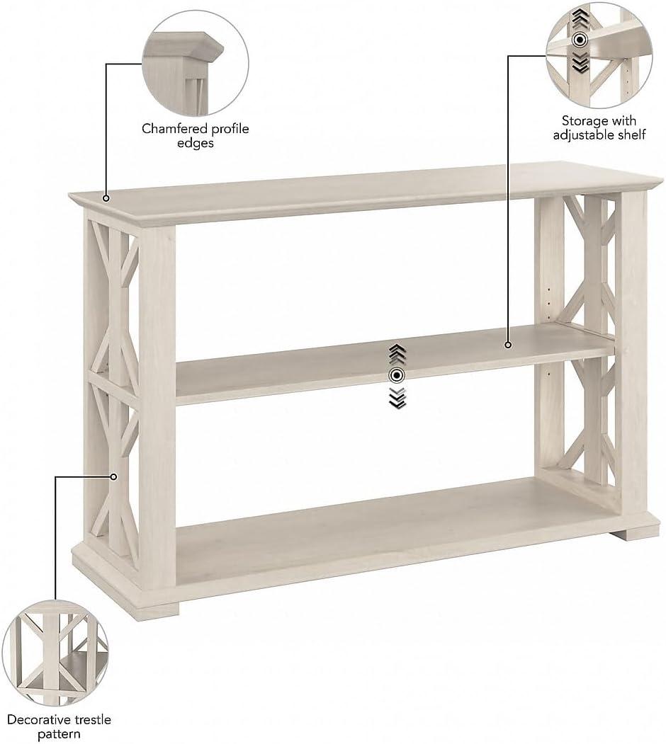 Homestead Console Table with Shelves in Linen White Oak - Engineered Wood