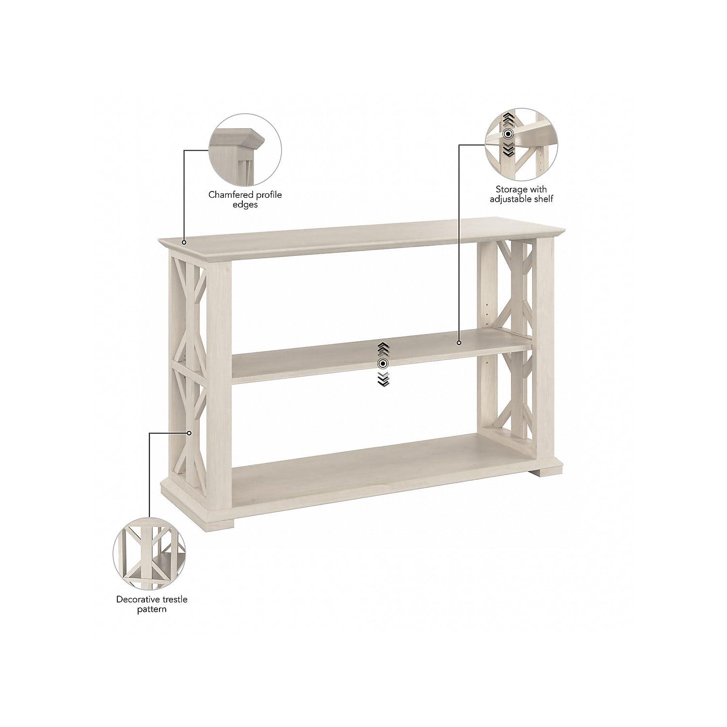 Homestead Console Table with Shelves in Linen White Oak - Engineered Wood
