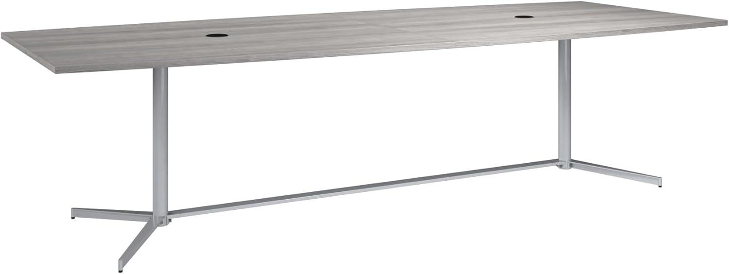 120W x 48D Boat Shaped Conference Table with Metal Base