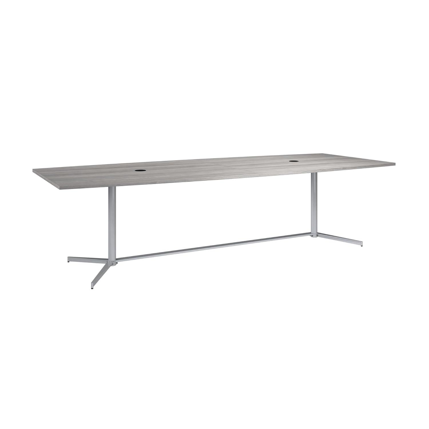 120W x 48D Boat Shaped Conference Table with Metal Base