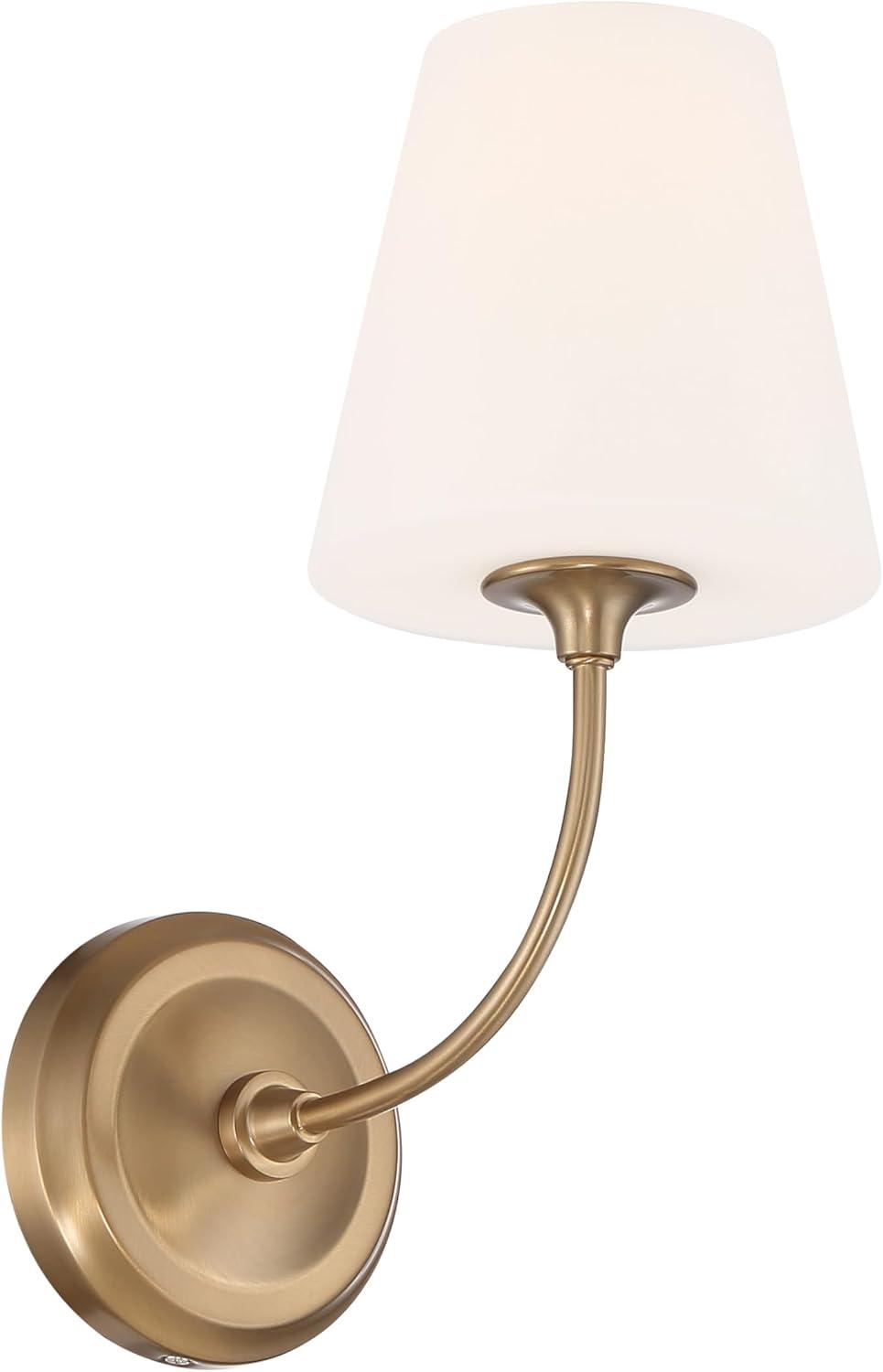 Vibrant Gold Geometric Sconce with White Glass Shade