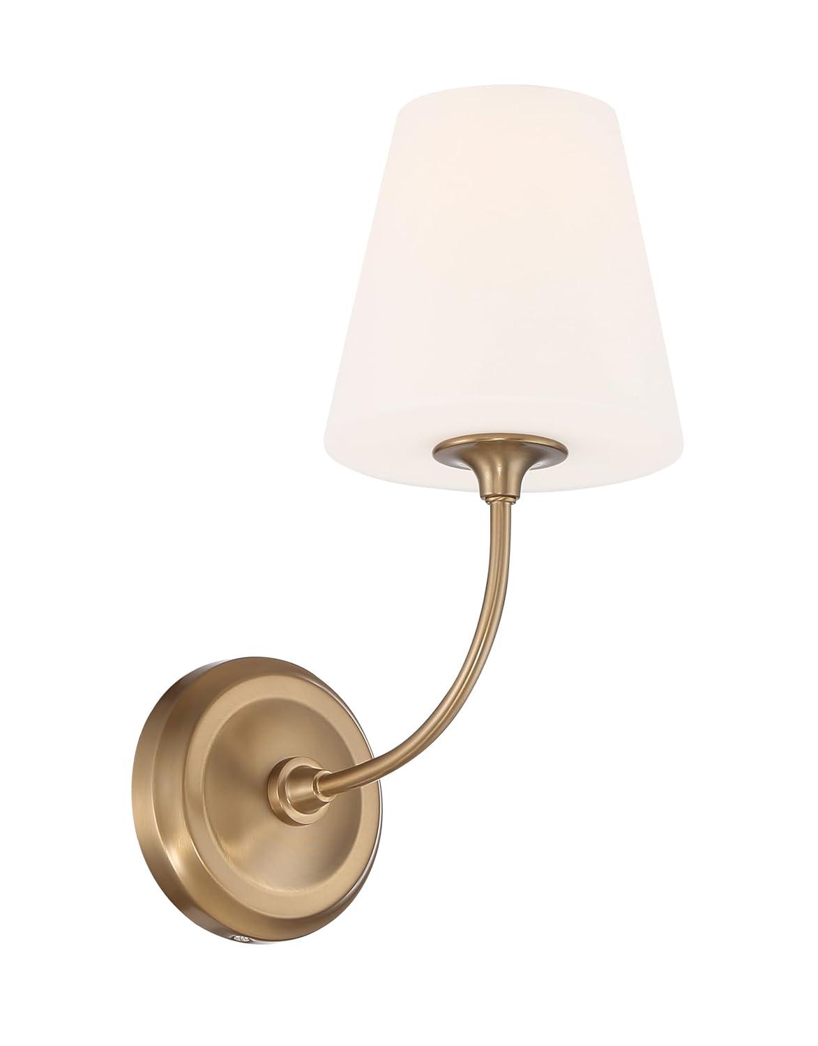 Vibrant Gold Geometric Sconce with White Glass Shade