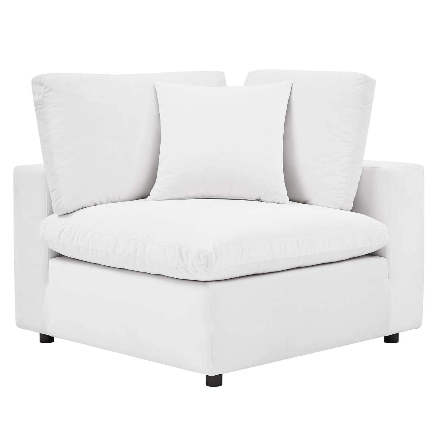 Modway Commix 4-Piece Down Filled Overstuffed Performance Velvet Sectional Sofa in White