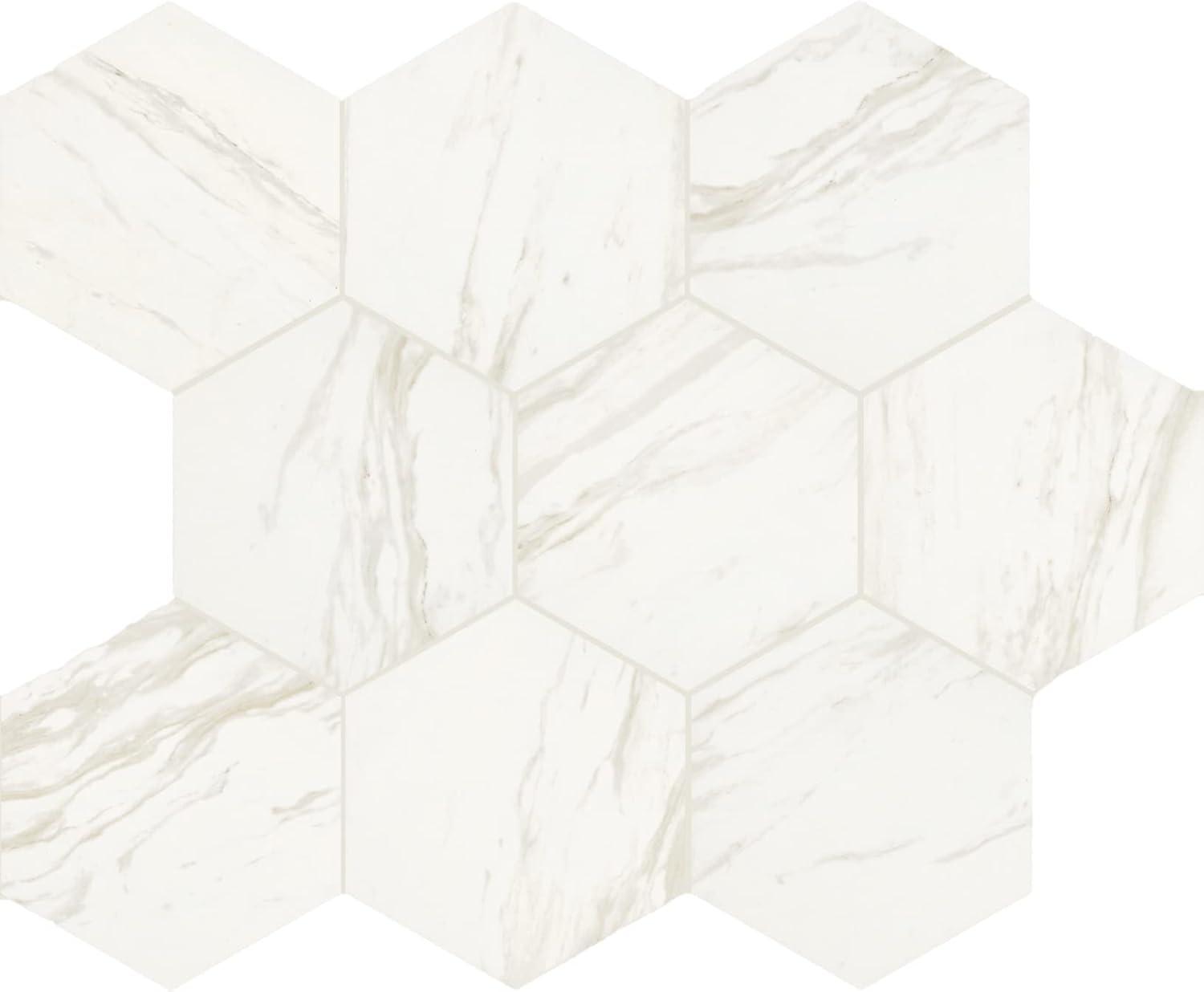 Daltile Perpetuo 8" X 9" Hexagon Porcelain Marble Look Wall & Floor Tile