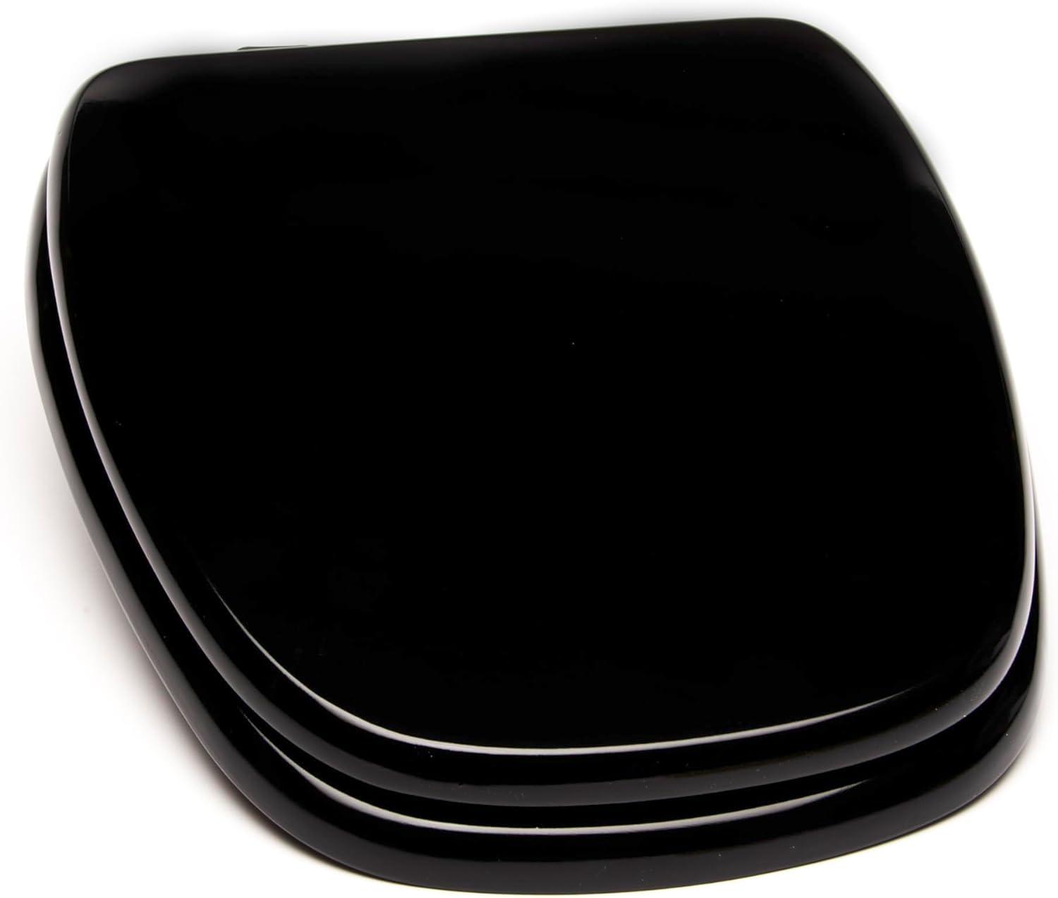 1Q1R9-90 Styled for Eljer New Emblem Square Front Design Toilet Seat with Vari-Adjust Lok-Down Heavy Duty Hinge, Round, Black