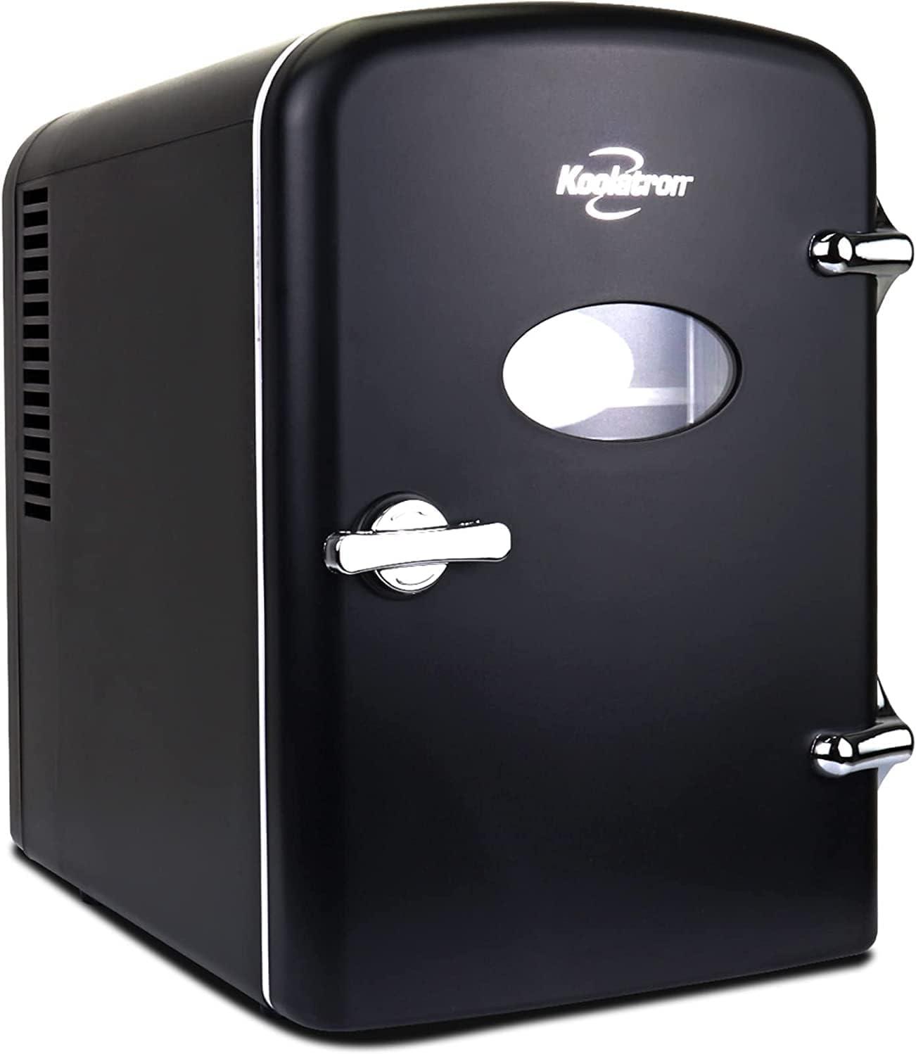 Koolatron 4L Retro Portable Mini Fridge 12V DC 110V 6 Can Cooler Black