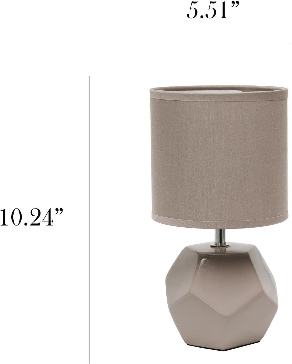 Simple Designs Round Prism Mini Table Lamp with Matching Fabric Shade Gray
