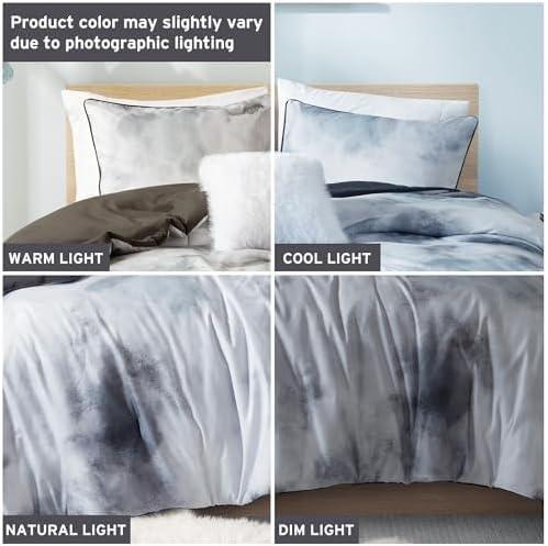 Intelligent Design Cassiopeia Watercolor Tie Dye Printed Duvet Cover Set with Throw Pillow