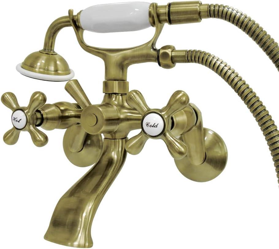 Kingston Brass KS266AB Kingston Brass Kingston Two-Handle 2-Hole Wall Mount Clawfoot Tub Faucet with Hand Shower
