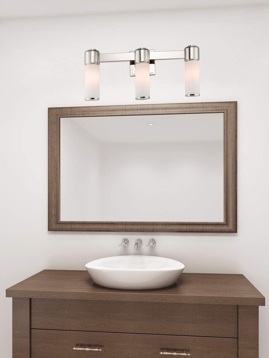 Polished Nickel Three-Light Bathroom Vanity Fixture