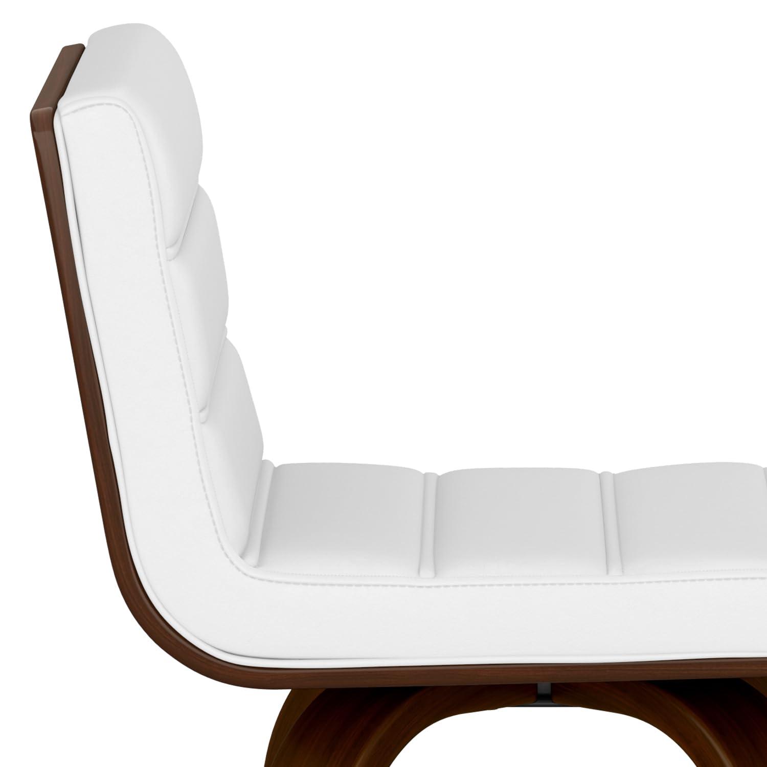 Simpli Home Roland Swivel Upholstered Mid-Century Modern Stool with Padded Seat and Back