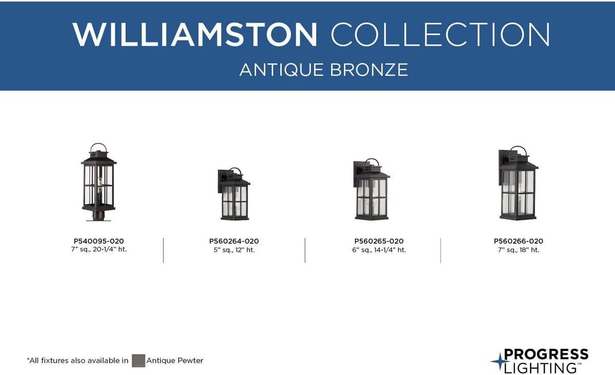 Progress Lighting Williamston 1-Light Antique Bronze Outdoor Wall Lantern with Clear Glass Shade