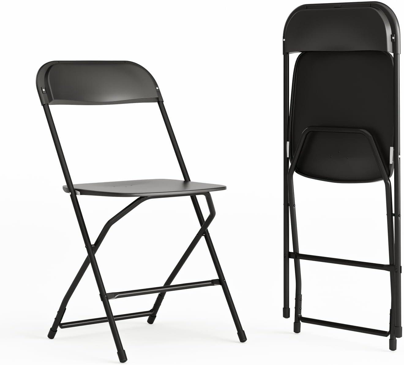 Flash Furniture Hercules Series Plastic Folding Chair Black - 2 Pack 650LB Weight Capacity Comfortable Event Chair-Lightweight Folding Chair