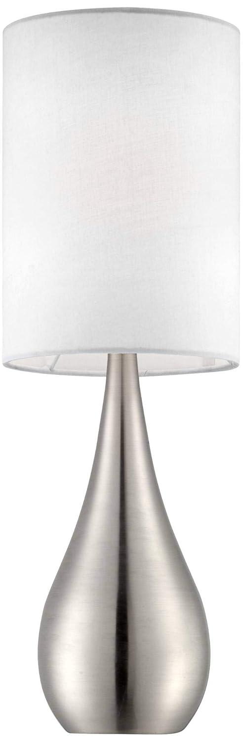 360 Lighting Evans Modern Accent Table Lamps 21" High Set of 2 Brushed Nickel Metal Teardrop White Cylinder Shade for Bedroom Living Room House Home