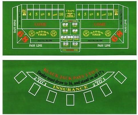 72" Craps & Blackjack Casino Activity Game Felt Layout Cloth