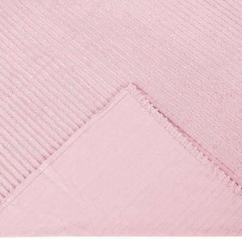 Better Trends 100% Cotton Queen Bedspread – Soft & Cozy Classic Stripe Coverlet, Machine Washable (102" x 110", Pink) Jullian Collection