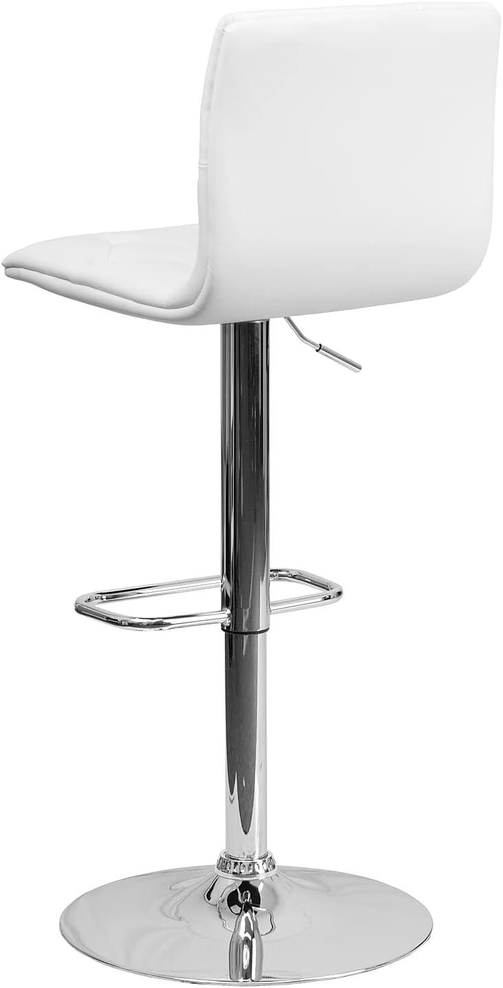 Flash Furniture Sammie Contemporary Button Tufted White Vinyl Adjustable Height Barstool with Chrome Base