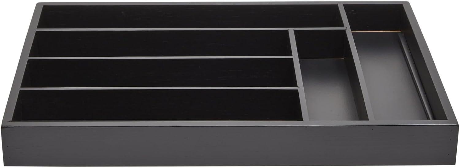 Bamboo Silverware Organizer for Drawer, Kitchen, 6 Slot Utensil Tray (17 x 11.75 x 1.75 In)