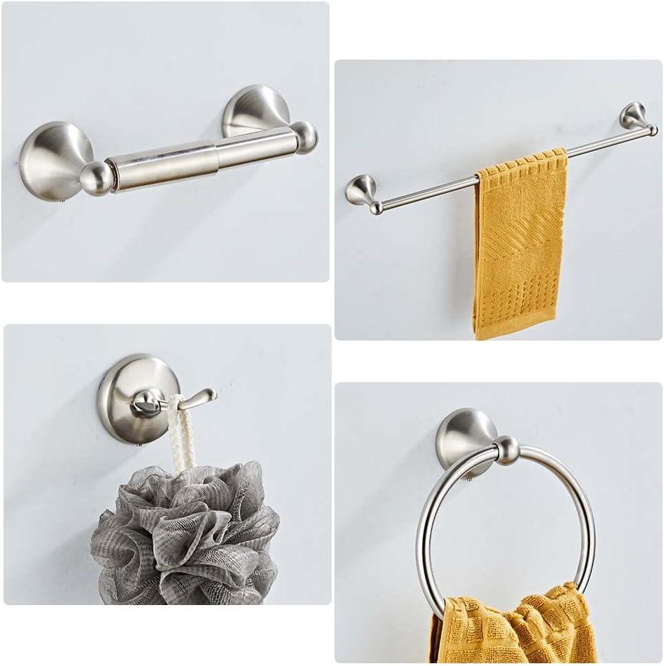 4 Piece Bathroom Accessory Set(Adjustable Towel Bar, Towel Ring, Toilet Paper Holder,Towel Hook), Wall Mounted Bathroom Hardware Accessories Set,Brushed Nickel