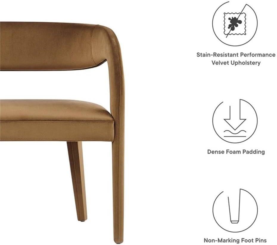 Modway Pinnacle Performance Velvet Accent Bench in Brown